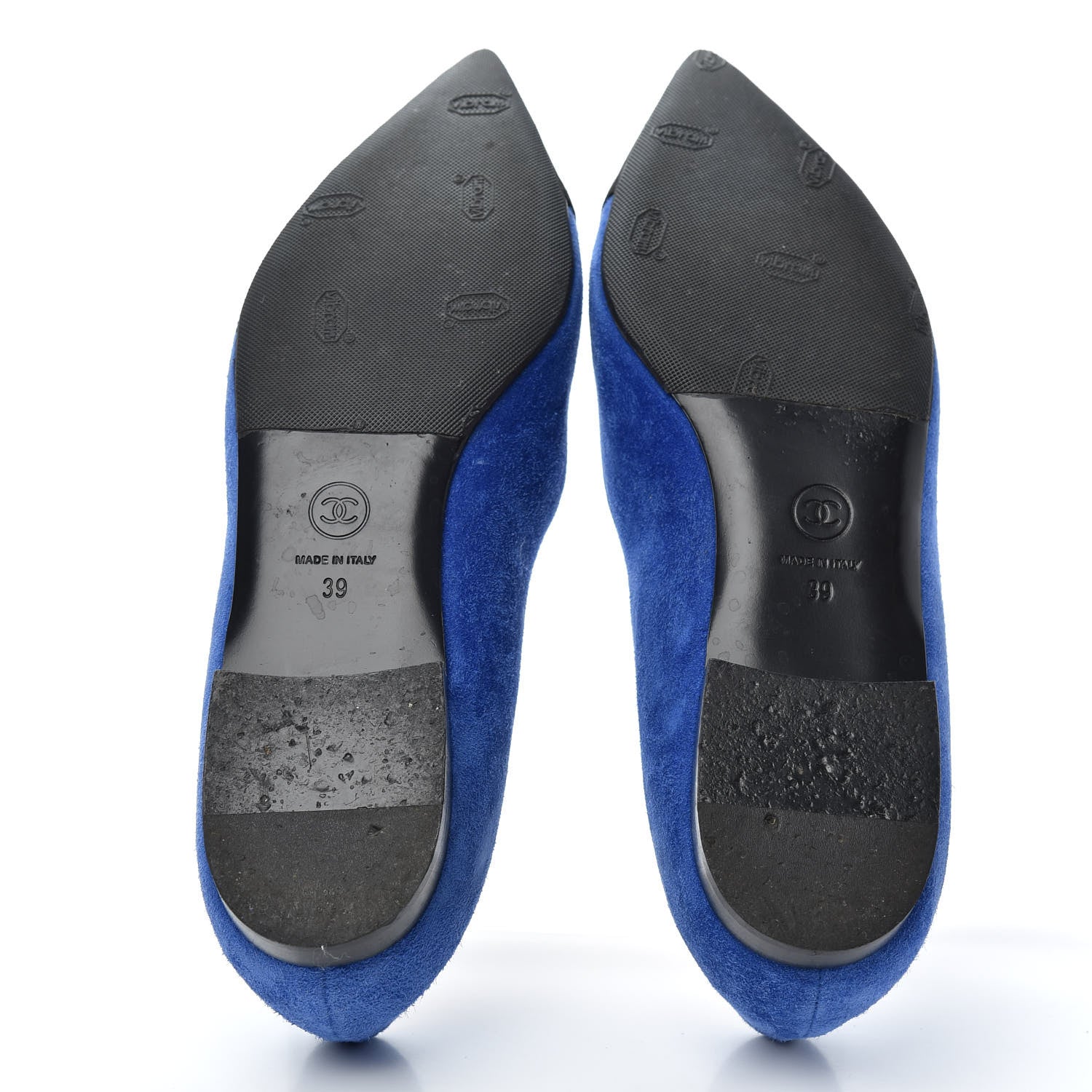 Chanel Suede Satin Cap Toe Gabrielle Ballerina Flats 39 Royal Blue Black 6 of 10