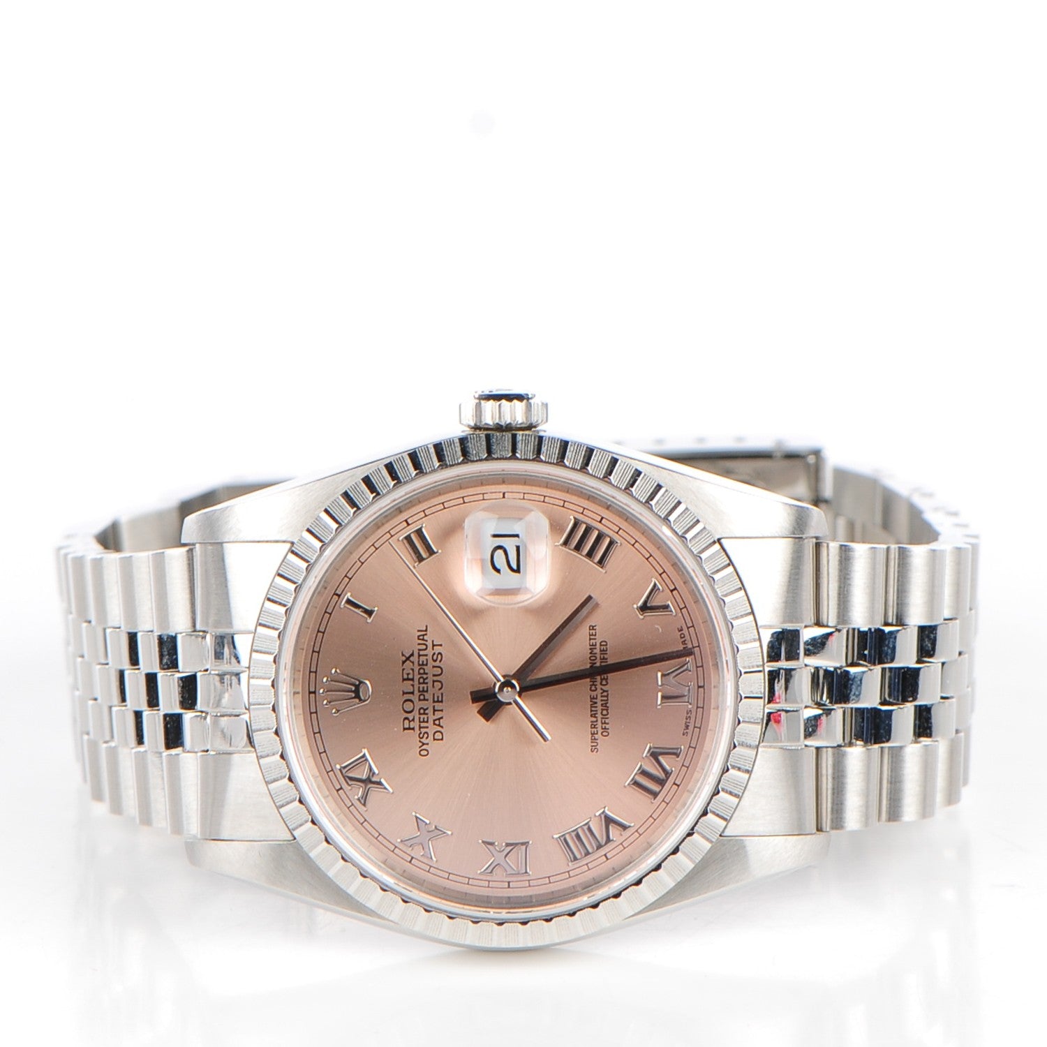 Rolex Stainless Steel 36mm Oyster Perpetual Datejust Watch Pink Roman 16220 4 of 8