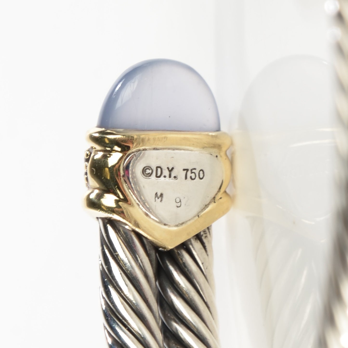 Sterling Silver 18k Gold Diamond Blue Chalcedony Double Cuff