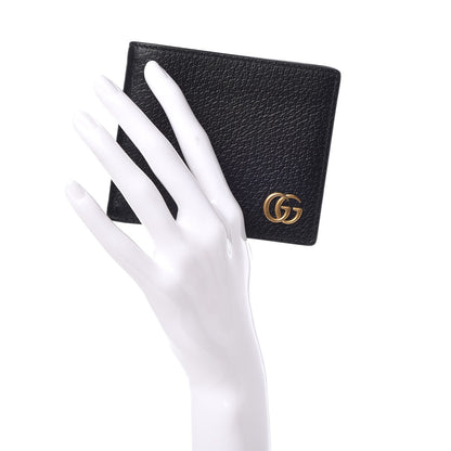 Gucci Calfskin Boar Effect GG Marmont Bi-Fold Wallet Black 2 of 9