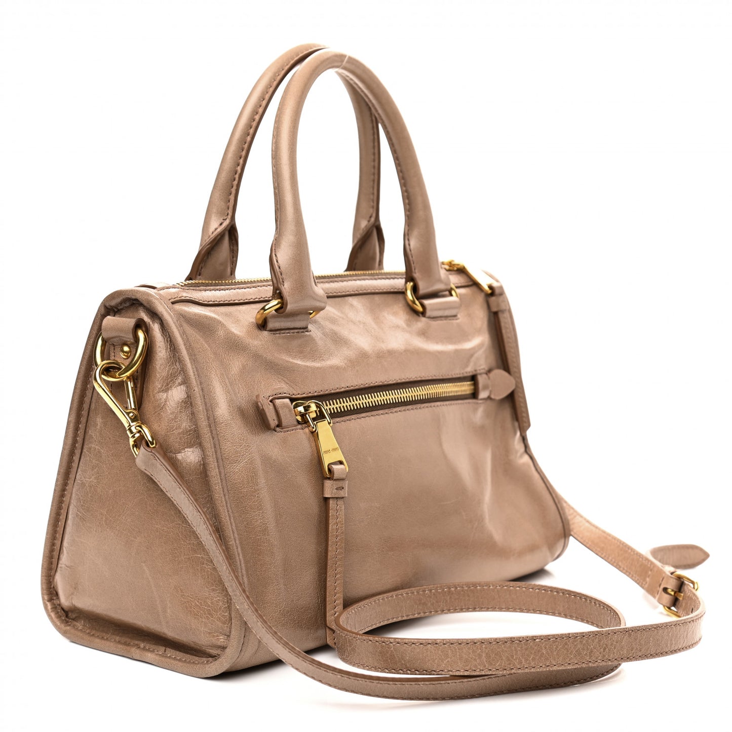 Vitello Shine Zip Tote Cammeo