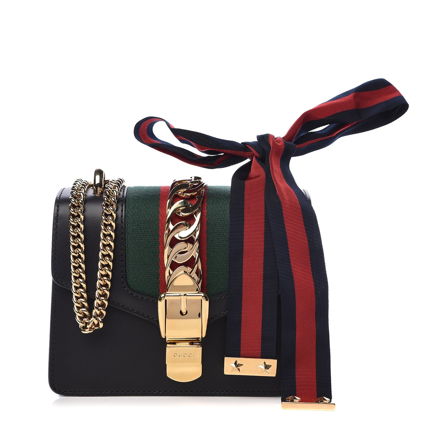 Calfskin Mini Sylvie Chain Shoulder Bag Black