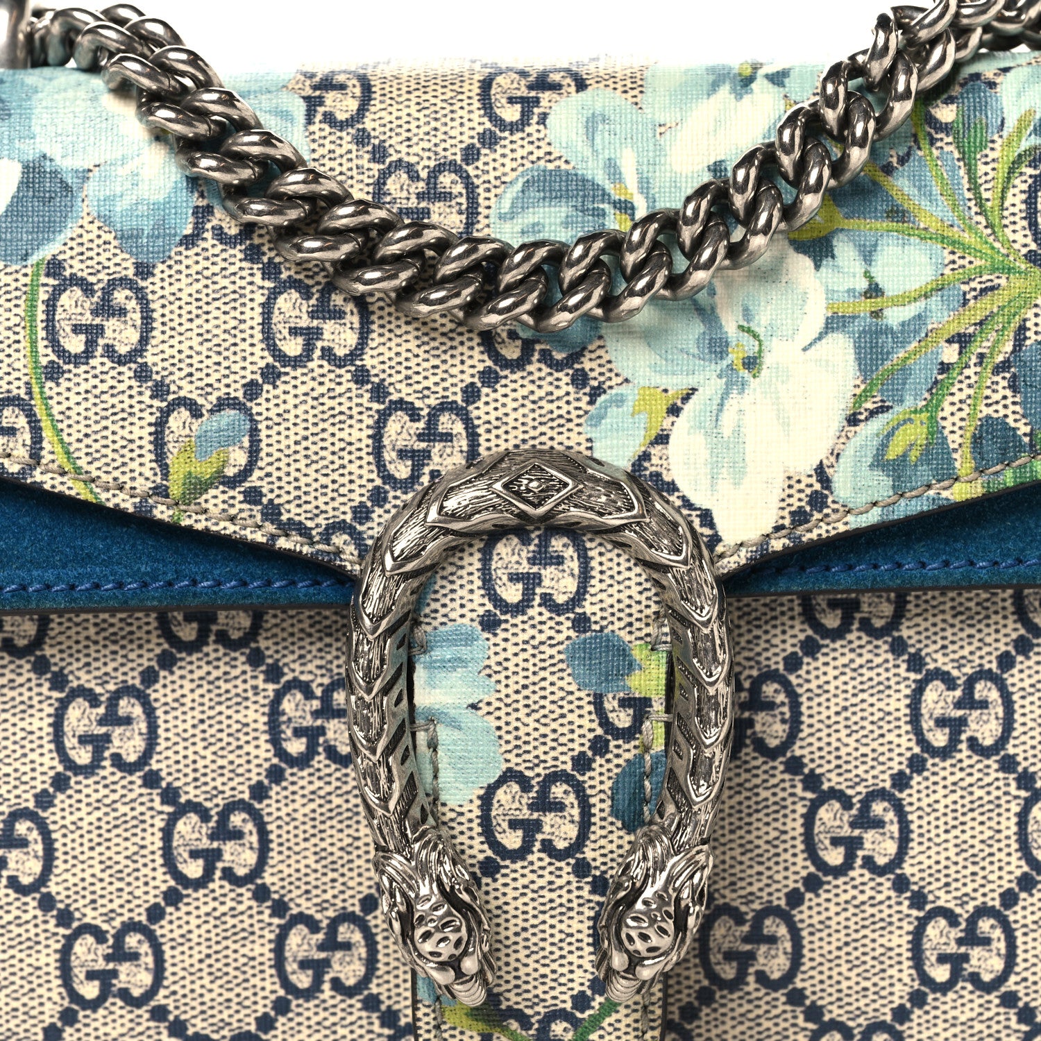 Gucci GG Supreme Monogram Blooms Mini Dionysus Shoulder Bag Beige Navy Vintage Blue 8 of 12