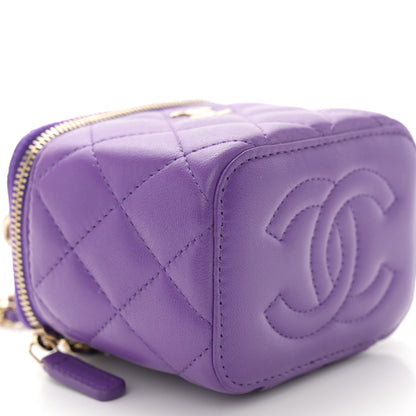 Chanel Lambskin Quilted Top Handle Mini Vanity Case With Chain Purple 8 of 11