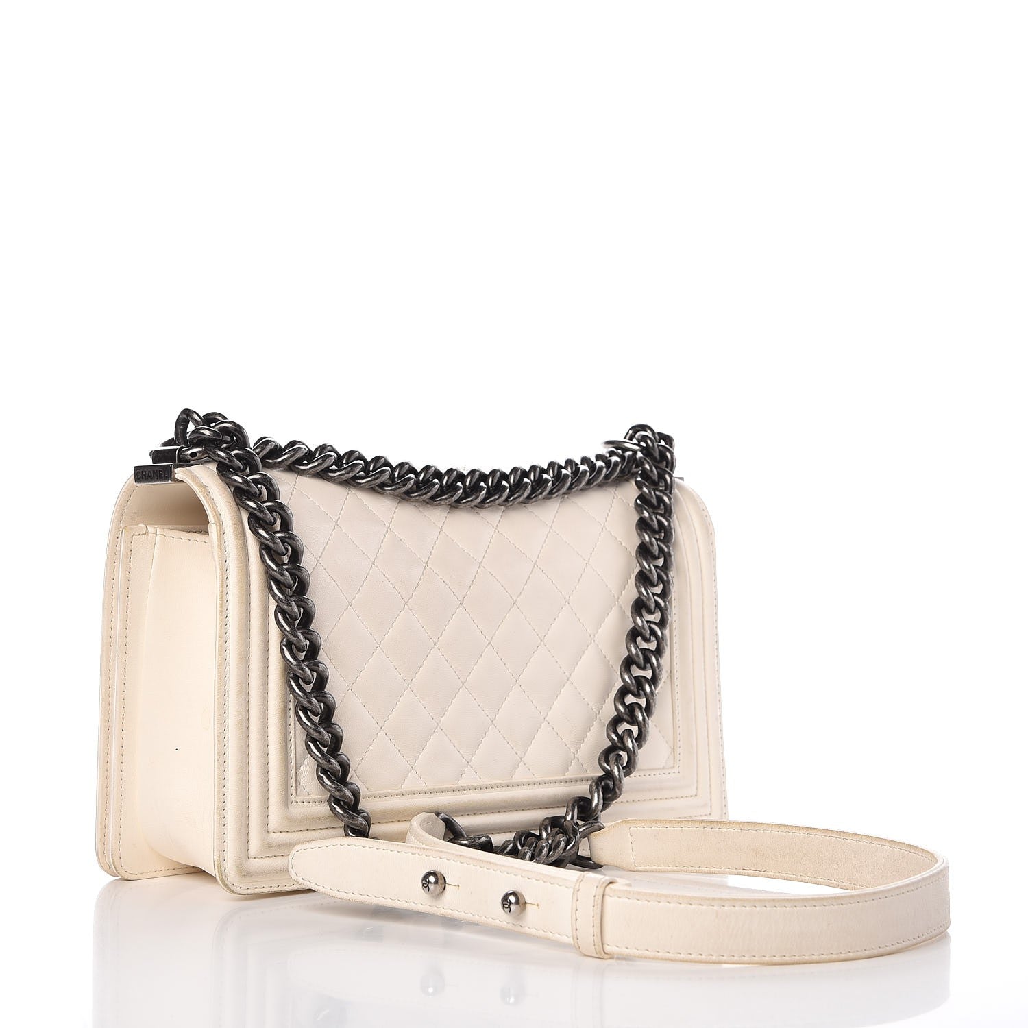 Chanel Lambskin Quilted Medium Boy Flap White 4 of 14
