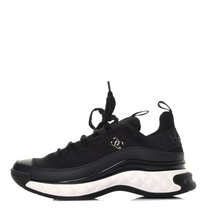 Chanel Velvet Calfskin Mixed Fibers CC Sneakers 38 Black 1 of 9