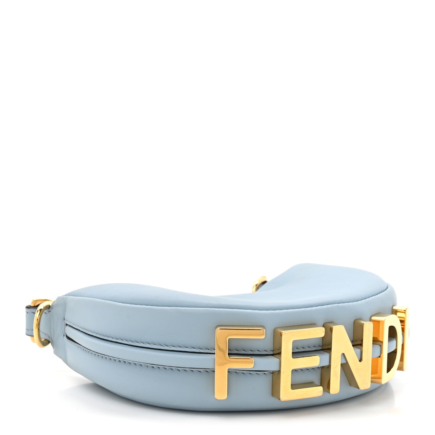 Fendi Vitello Grace Matte Nano Fendigraphy Hobo Charm Azzurro Baby