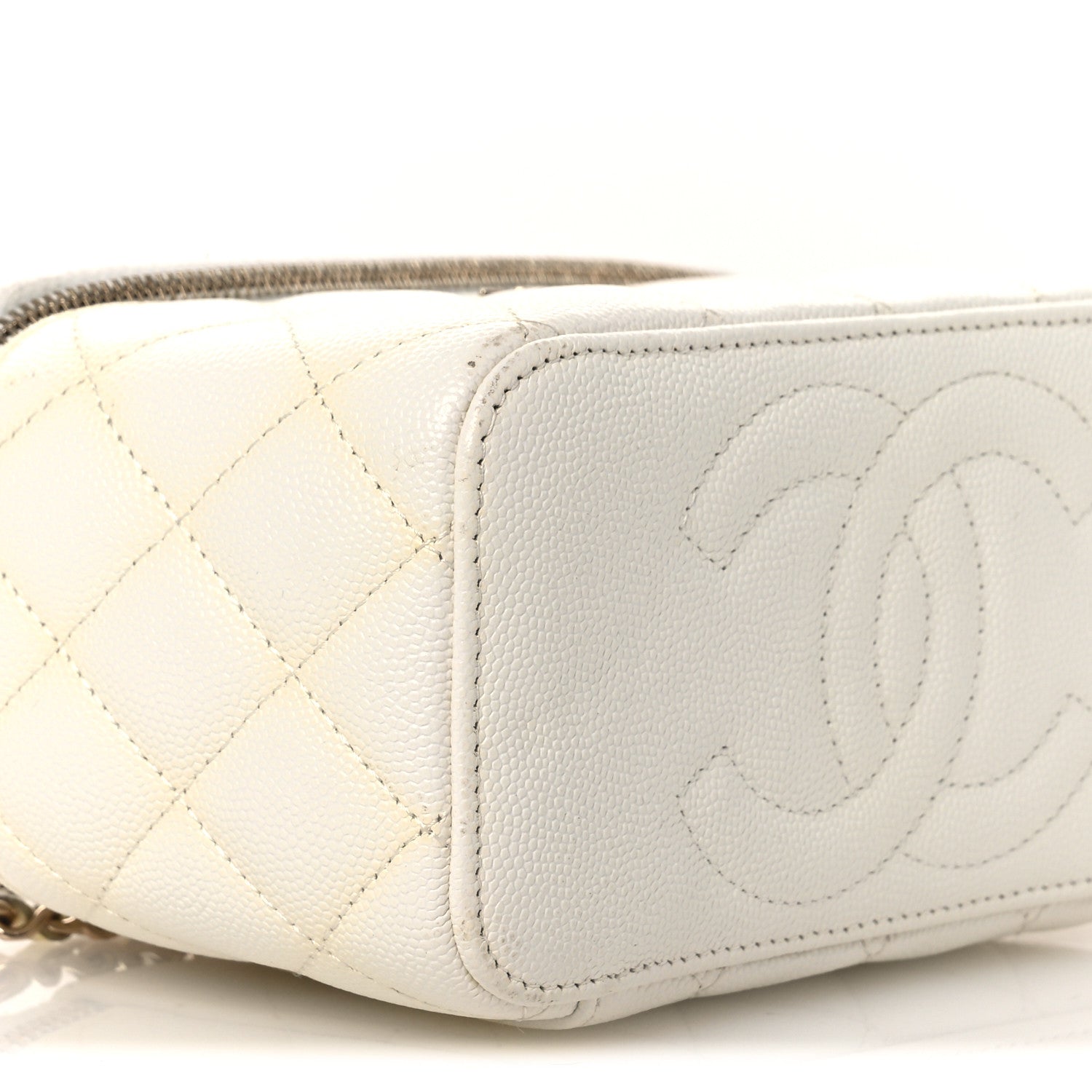 Chanel Caviar Quilted Small Vanity Case With Chain White 9 of 15