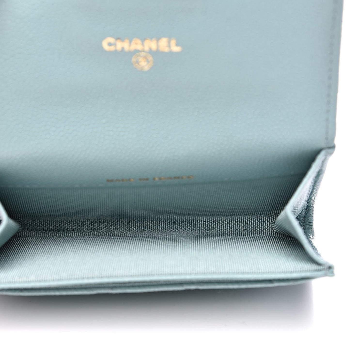 Caviar Quilted Flap Card Holder Wallet Light Blue