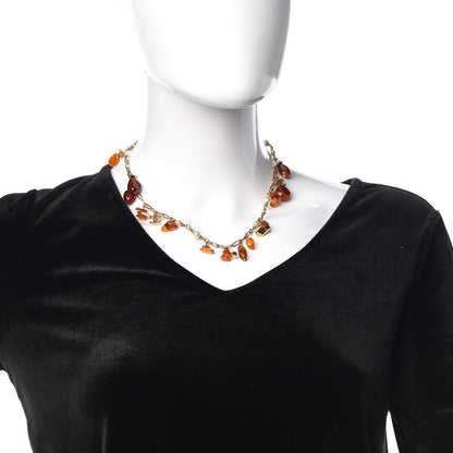Chanel Pearl Beaded CC Necklace Orange Gold 2 of 4