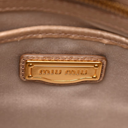 Miu Miu Vitello Shine Double Zip Tote Cammeo 6 of 9