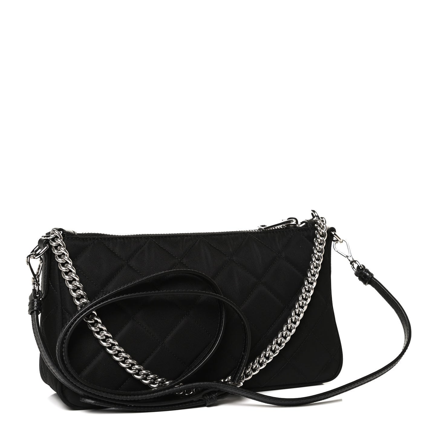 Nylon Tessuto Impuntu Quilted Crossbody Bag Black