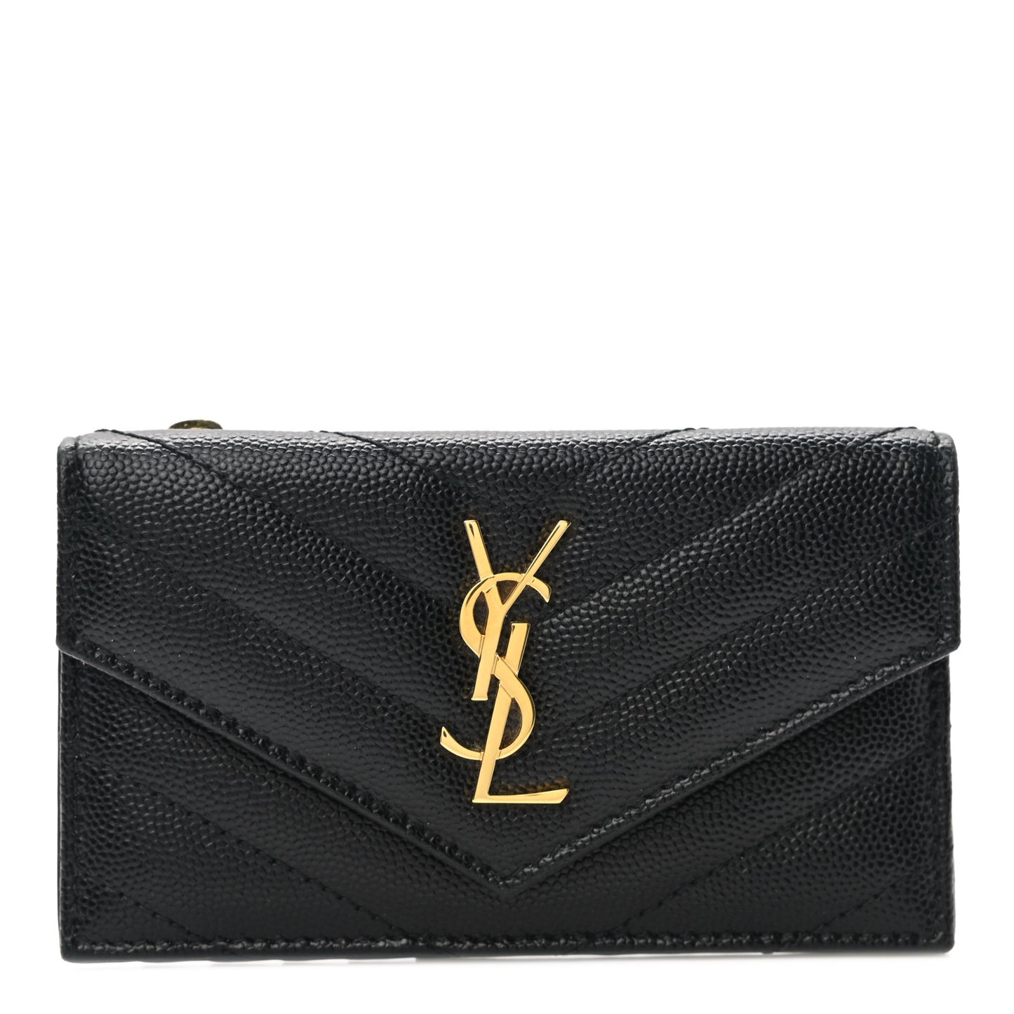 Grain De Poudre Matelasse Chevron Monogram Fragments Zippered Card Case Black