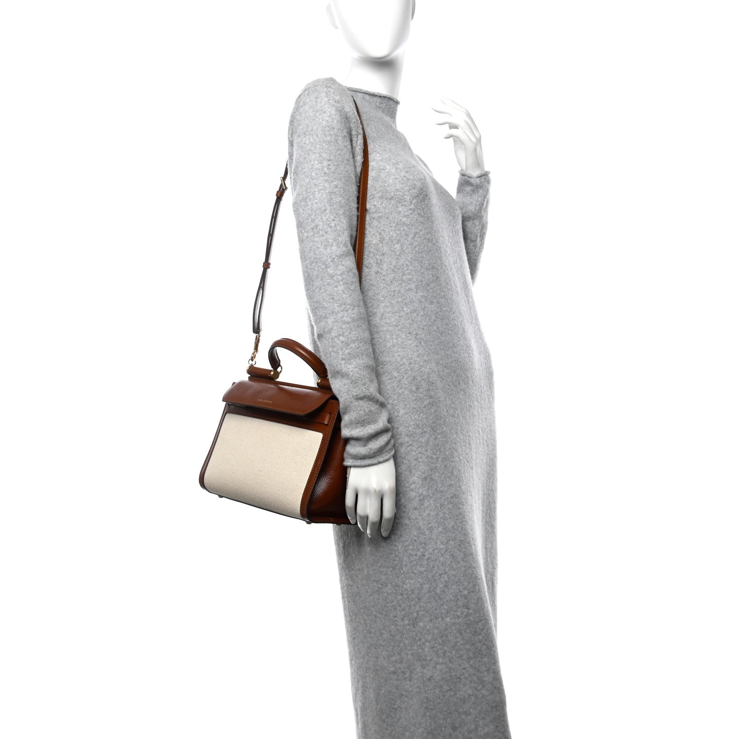 Dolce & Gabbana Calfskin Canvas Medium Sicily 62 Brown Beige 2 of 13
