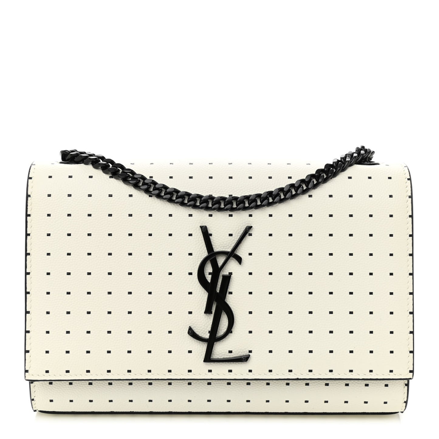 Grain De Poudre Square Dot Print Small Monogram Kate Satchel White Matte Black