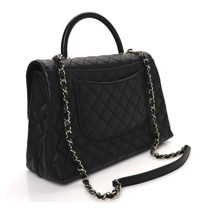 Chanel Caviar Lizard Quilted Medium Coco Handle Flap Black 3 of 10