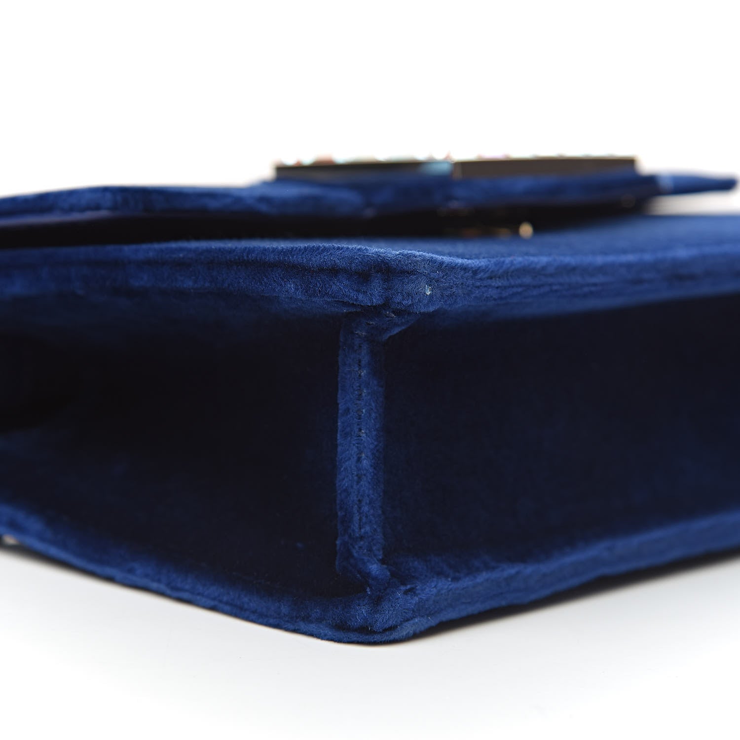 Gucci Velvet Crystal Square G Shoulder Bag Cobalt Blue 8 of 11
