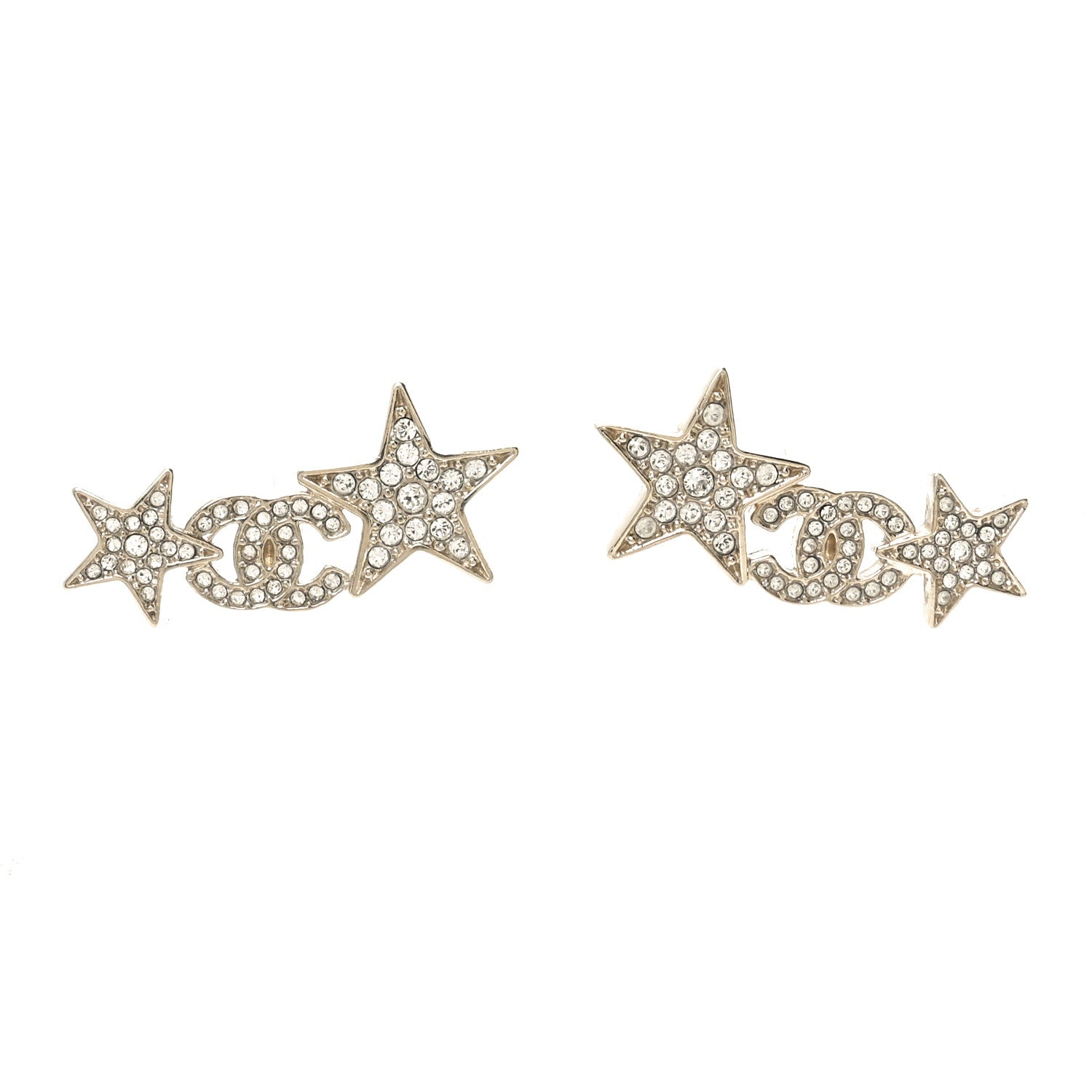 Chanel Crystal Star CC Earrings Gold 1 of 4