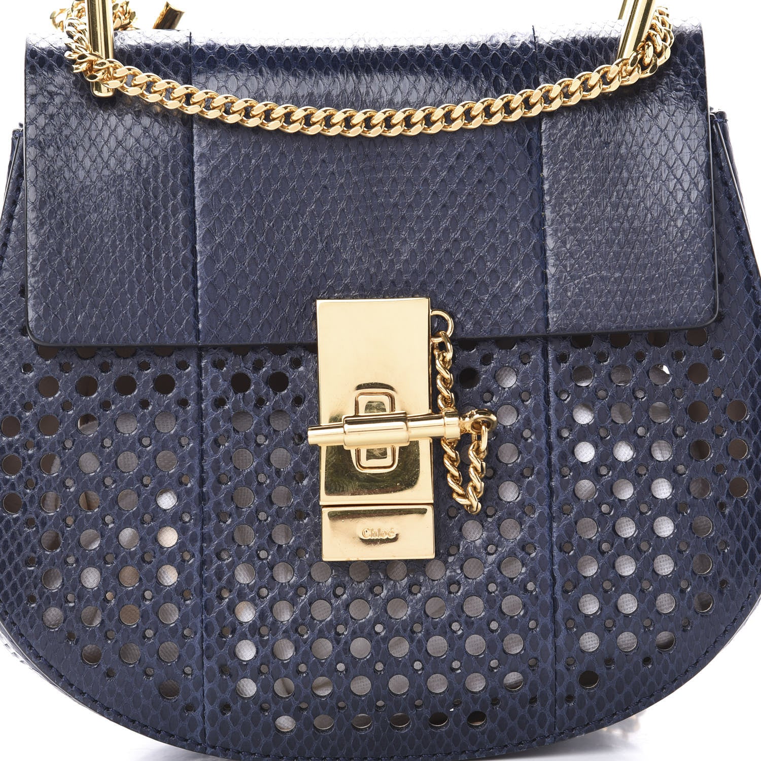 Chloe Ayers Perforated Mini Drew Shoulder Bag Navy 8 of 13