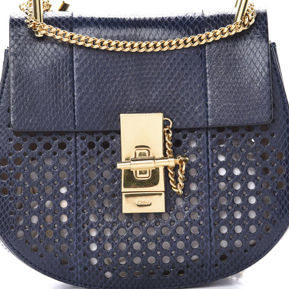 Chloe Ayers Perforated Mini Drew Shoulder Bag Navy 8 of 13
