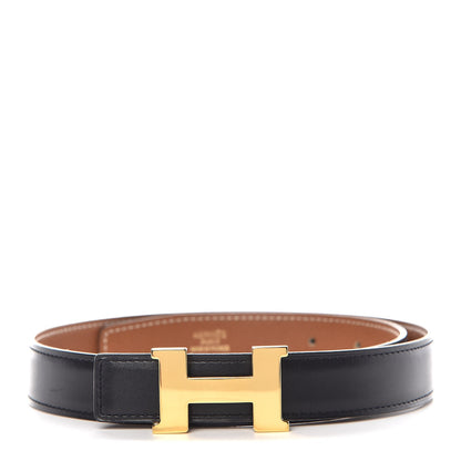 Hermes Box Courchevel Constance 24mm H Belt 65 Black Gold 1 of 8