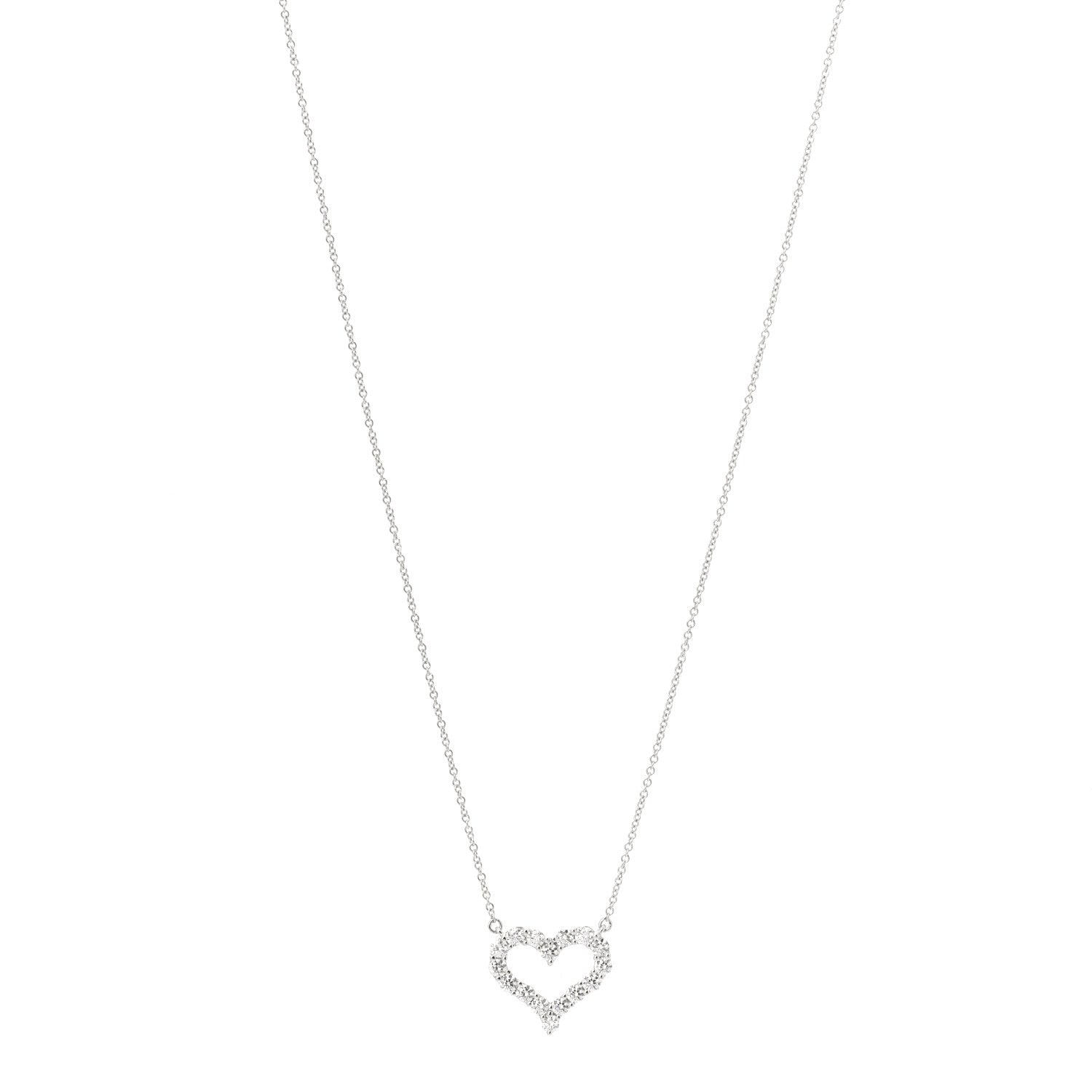 Tiffany Platinum Diamond Small Heart Pendant Necklace 1 of 6