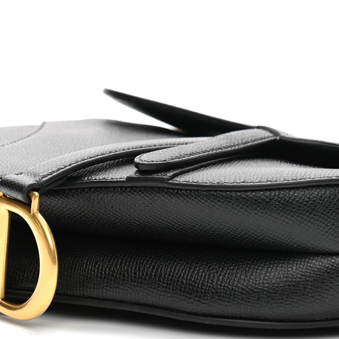 Grained Calfskin Mini Saddle Bag Black