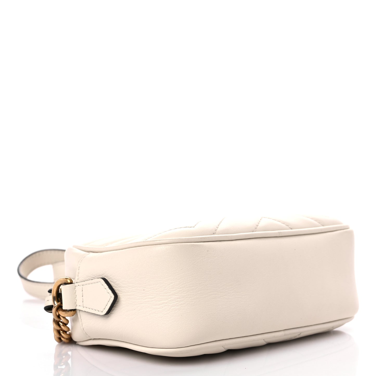 Calfskin Matelasse Mini GG Marmont Chain Shoulder Bag White