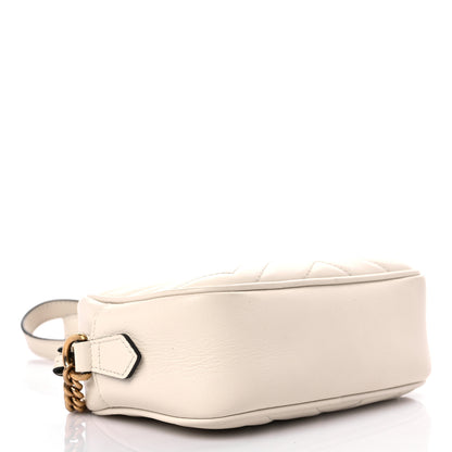 Gucci Calfskin Matelasse Mini GG Marmont Chain Shoulder Bag White 4 of 16