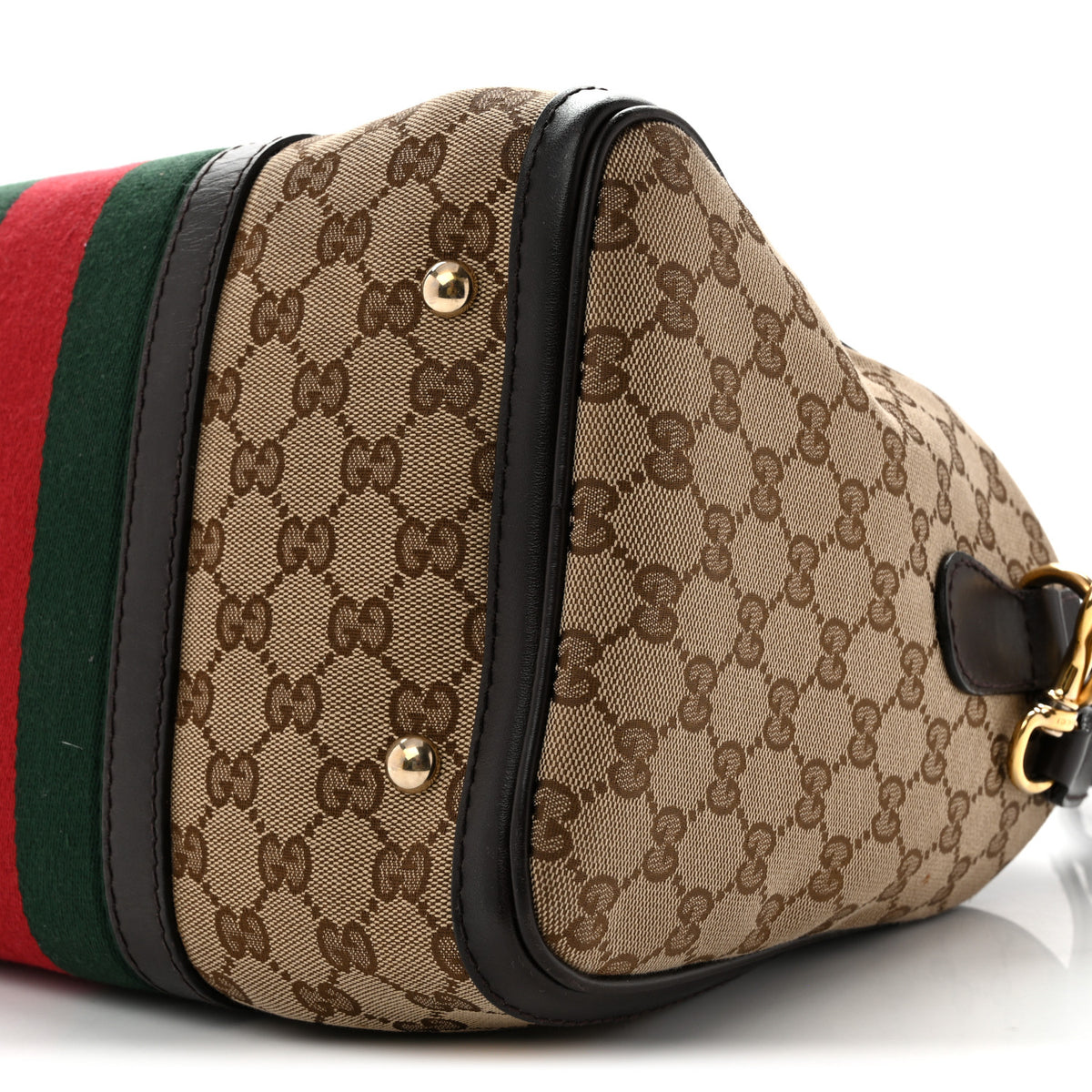 Gucci Monogram Vintage Web Medium Boston Dark Brown 10 of 13