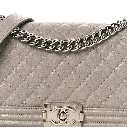Chanel Caviar Quilted Medium Boy Flap Light Grey 8 of 15