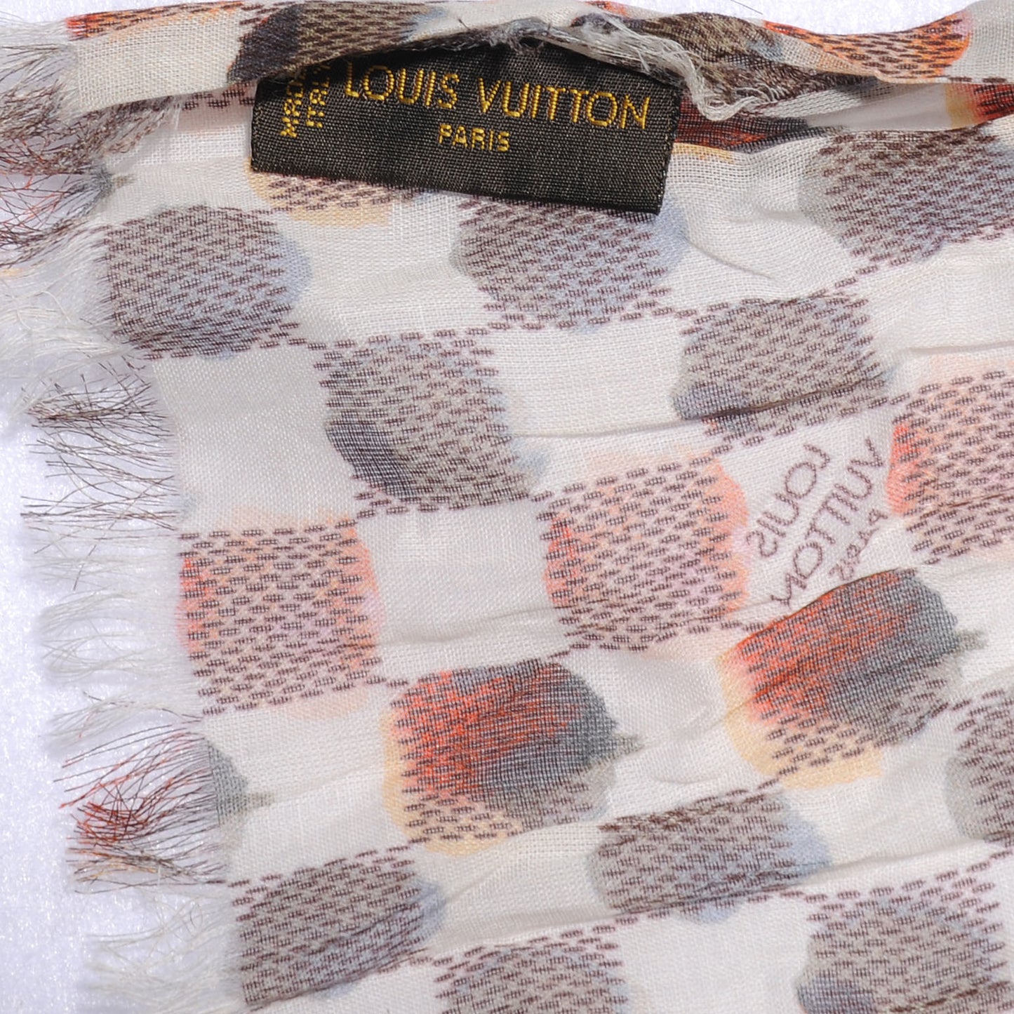 Cotton Painted Damier Etole Stole Scarf Marron