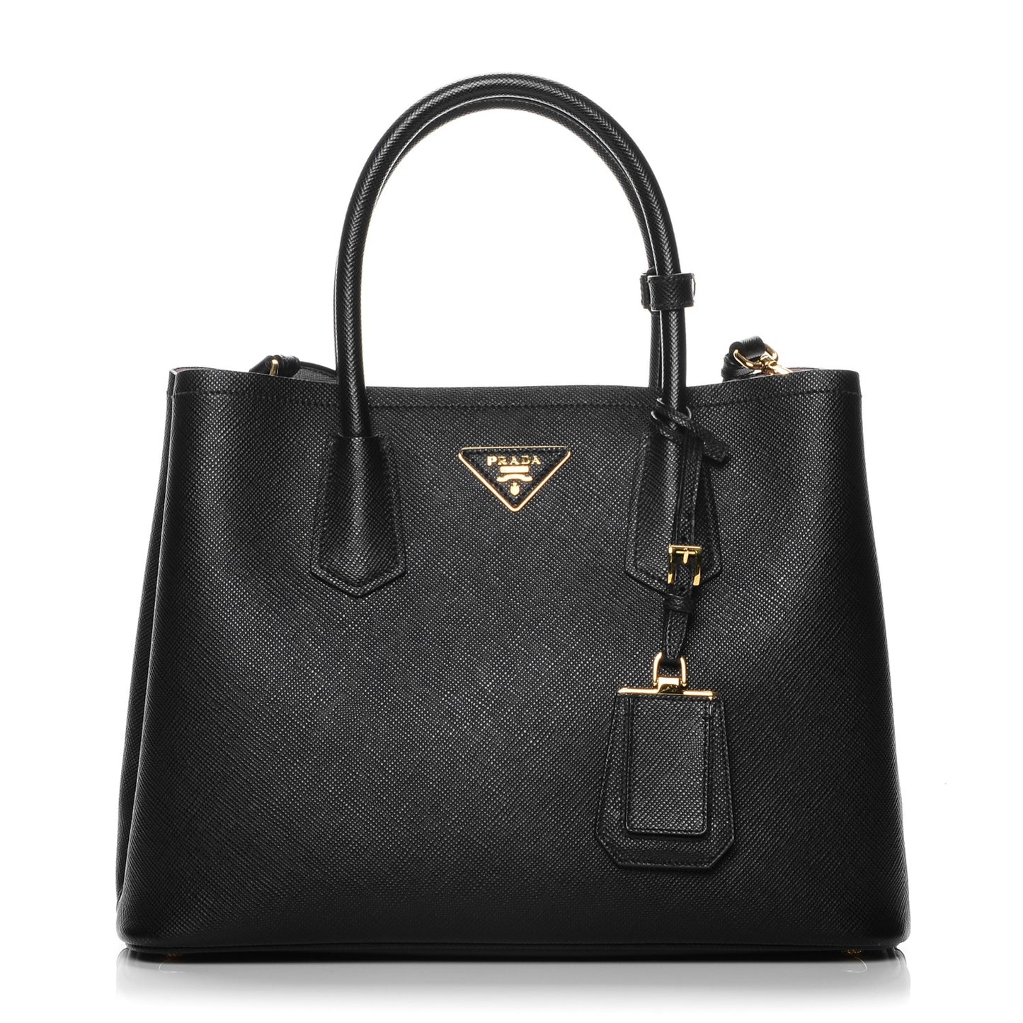 Saffiano Cuir Medium Double Bag Black Mughetto