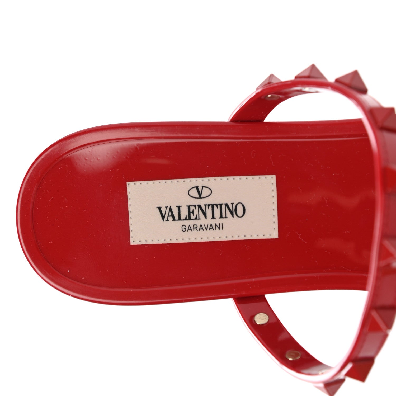 Valentino Garavani PVC Jelly Monochrome Rockstud Caged Flat Thong Sandals 40 Rosso Valentino 7 of 7