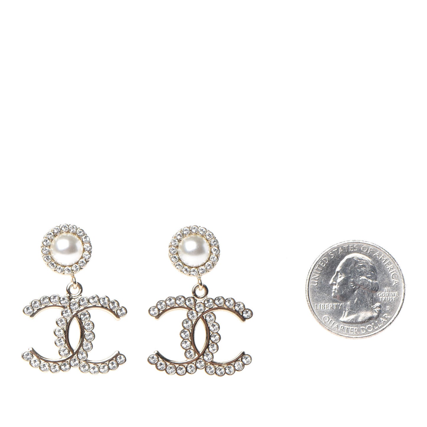 Crystal Pearl Bow-tiful CC Drop Earrings Gold