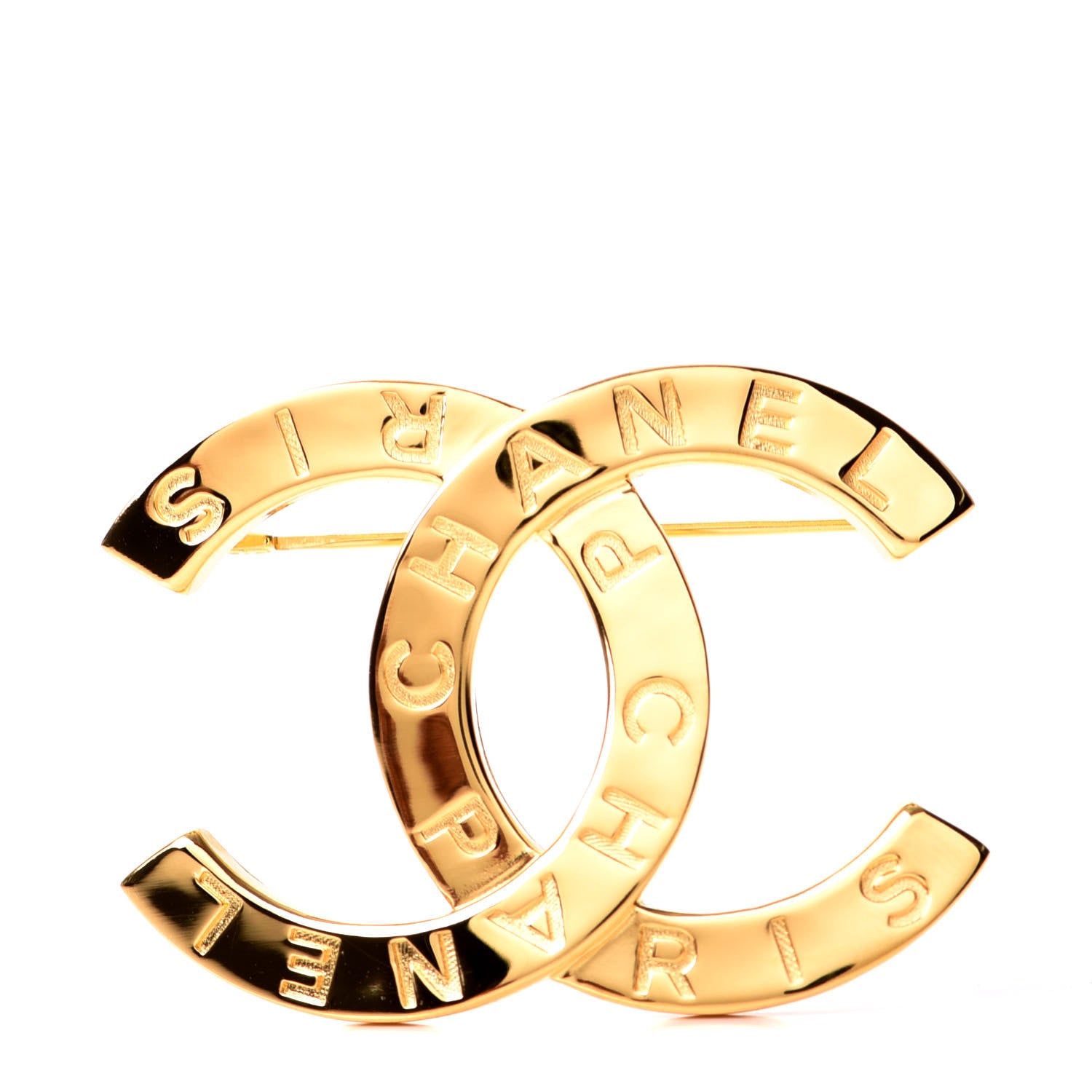 Chanel Metal Paris Button CC Large Brooch Gold 1 of 4