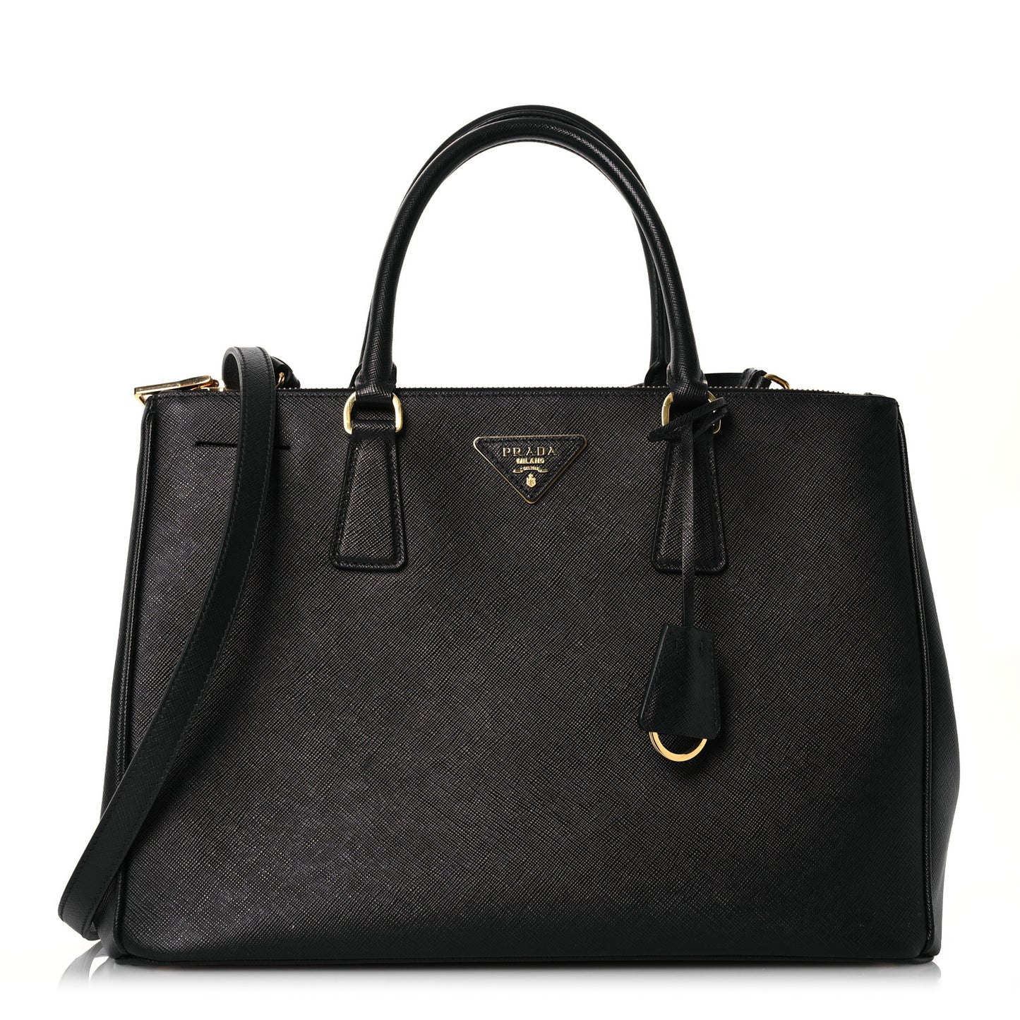 Saffiano Lux Large Galleria Double Zip Tote Black