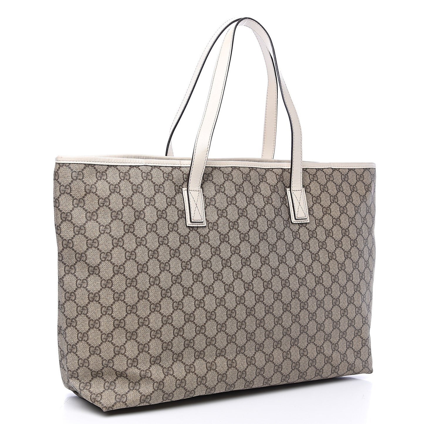 GG Supreme Monogram Large Zippered Shopping Tote Off White