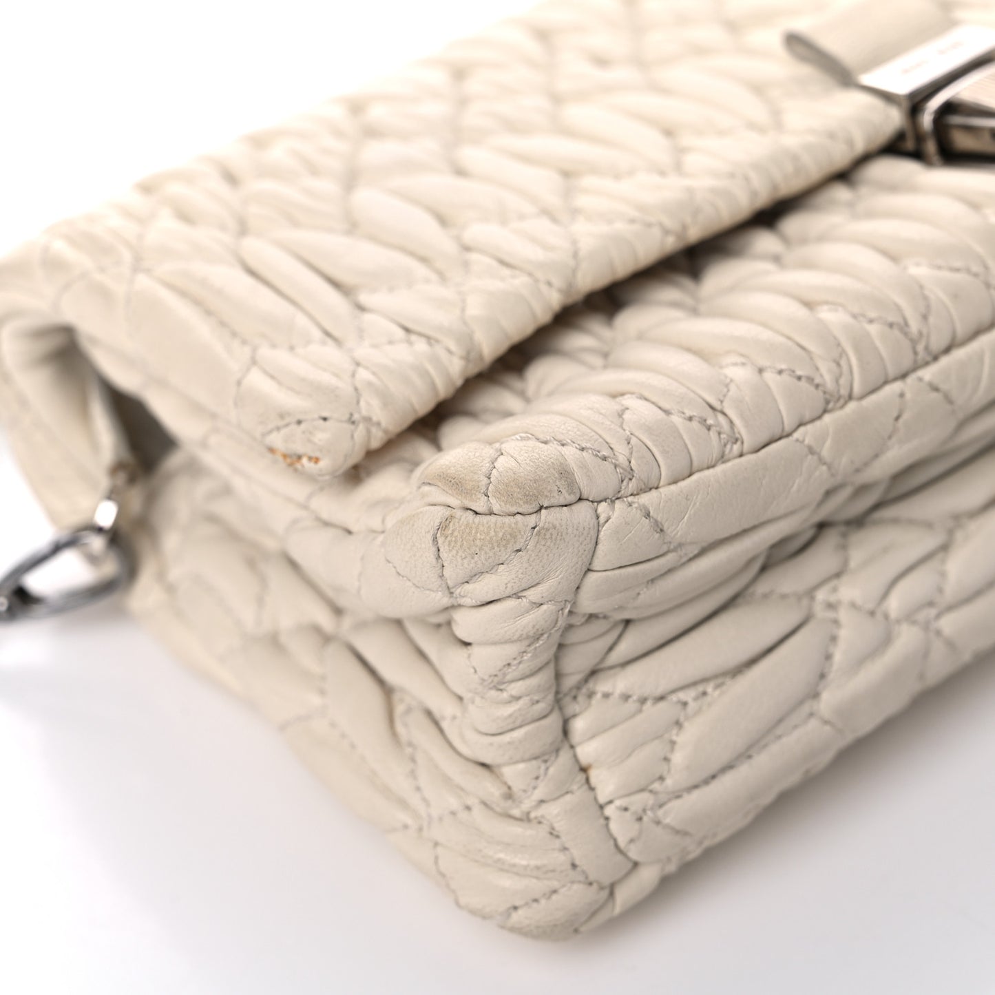 Nappa Matelasse Crystal Shoulder Bag Bianco