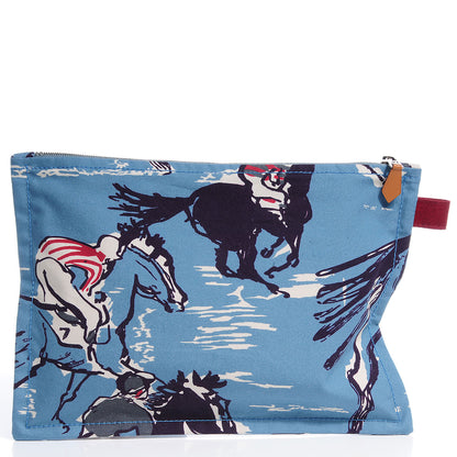 Hermes Cotton Finish Flat Equator Trousse GM Bleu 1 of 7