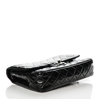 Chanel Distressed Patent Quilted Medium Double Flap Black 4 of 7