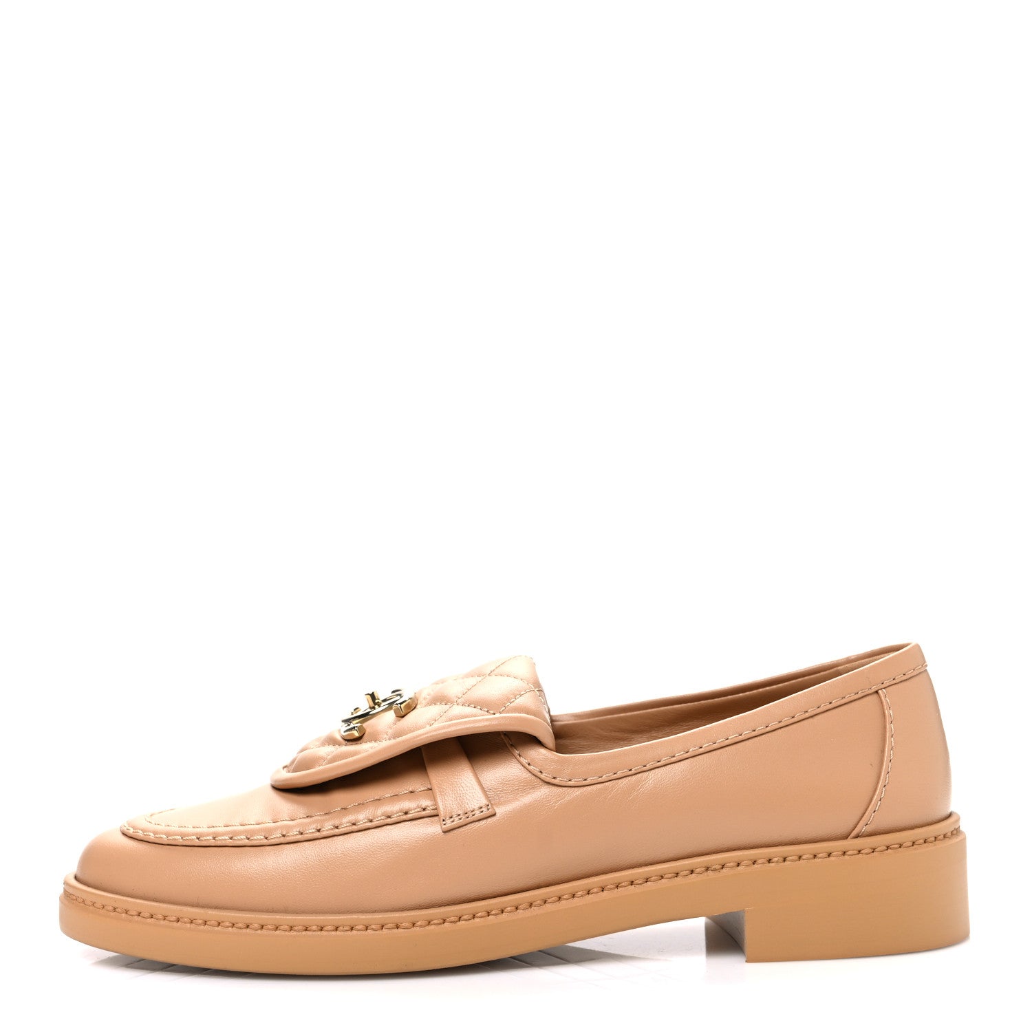 Chanel Lambskin Quilted CC Turnlock Loafers 39.5 Beige 1 of 10