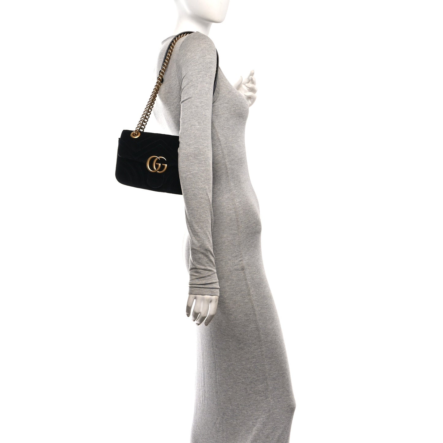 Velvet Matelasse Mini GG Marmont Shoulder Bag Black 75/30 Black