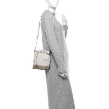 Saint Laurent Canvas Mini Chevron Bucket Bag Grigio 2 of 14