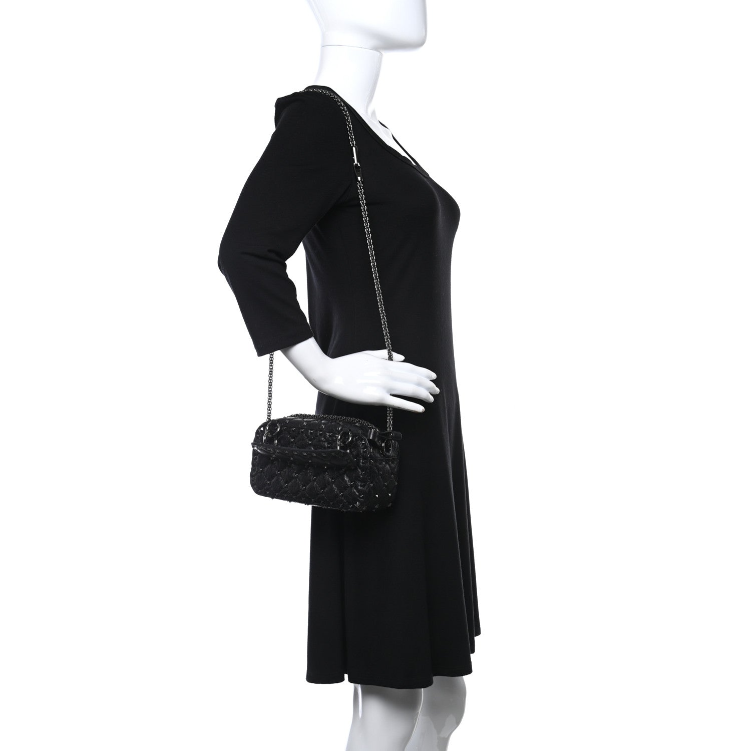 Valentino Garavani Craquele Nappa Rockstud Spike Crossbody Black 3 of 8