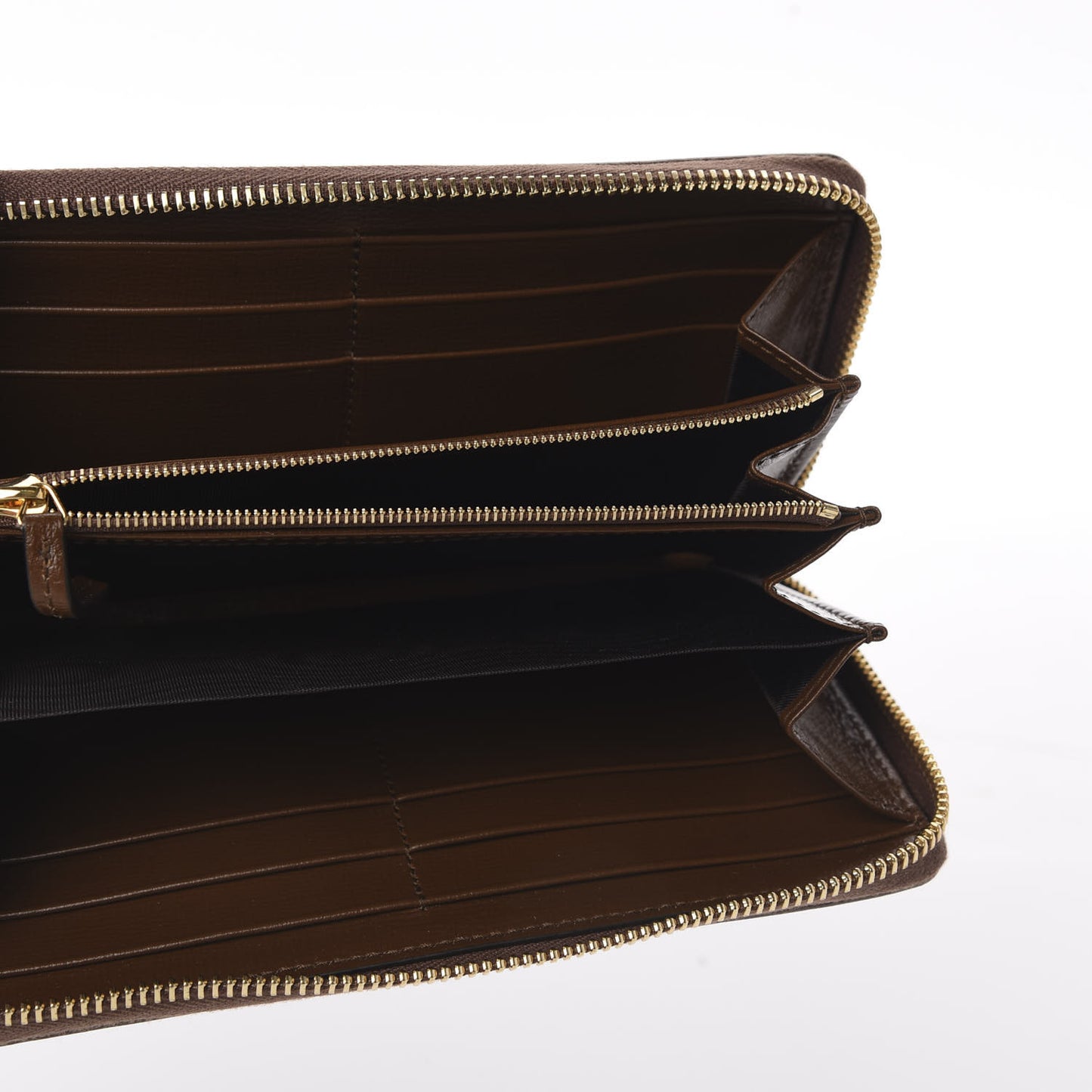 GG Supreme Monogram Azalea Calfskin Horsebit 1955 Zip Around Wallet Beige Ebony Brown Sugar