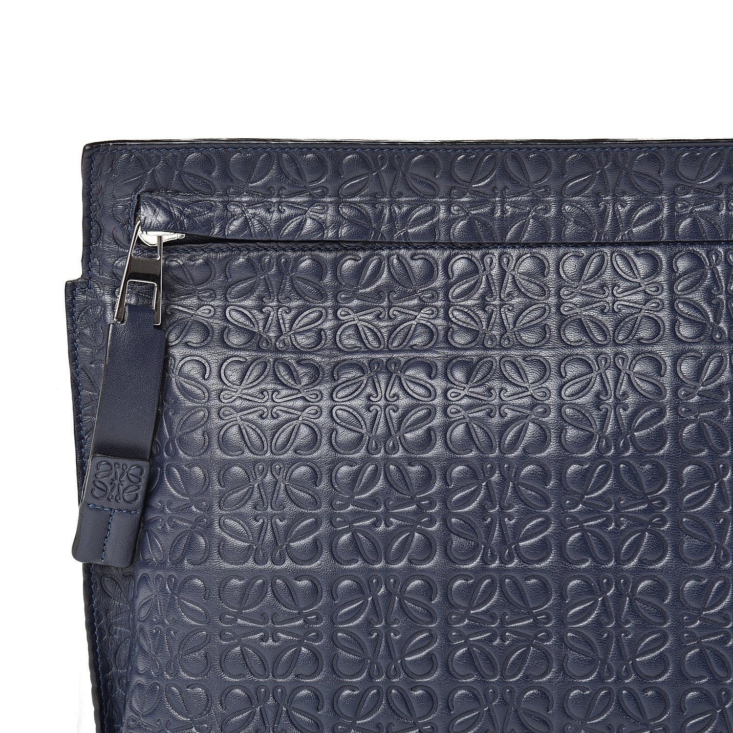 Loewe Calfskin Embossed Repeat T Pouch Navy 7 of 9