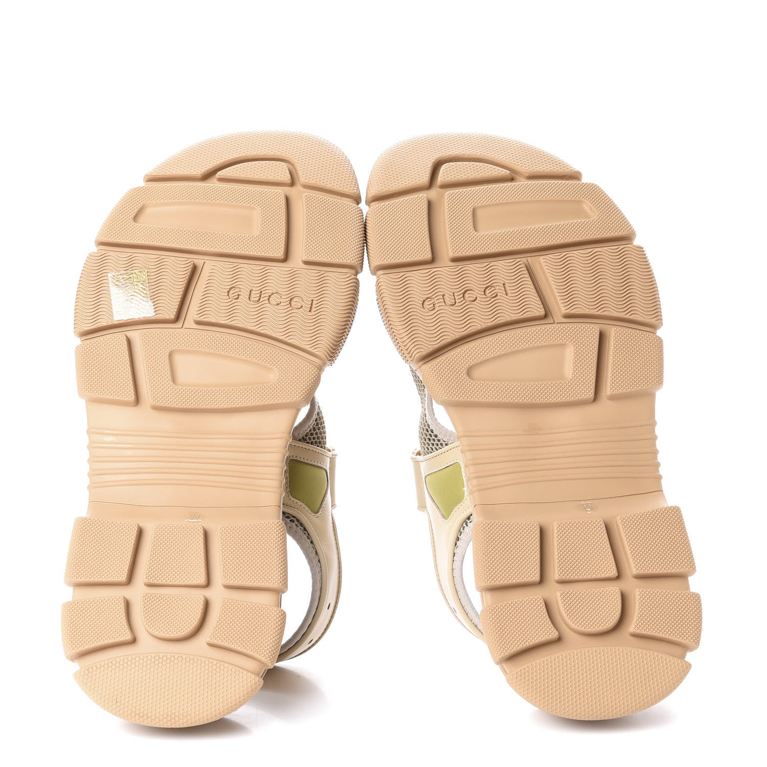 Gucci X SEGA Nappa Mesh Mens Aguru Sandals 11 Sand Storm Gold 6 of 11