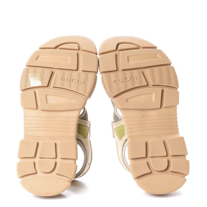 Gucci X SEGA Nappa Mesh Mens Aguru Sandals 11 Sand Storm Gold 6 of 11