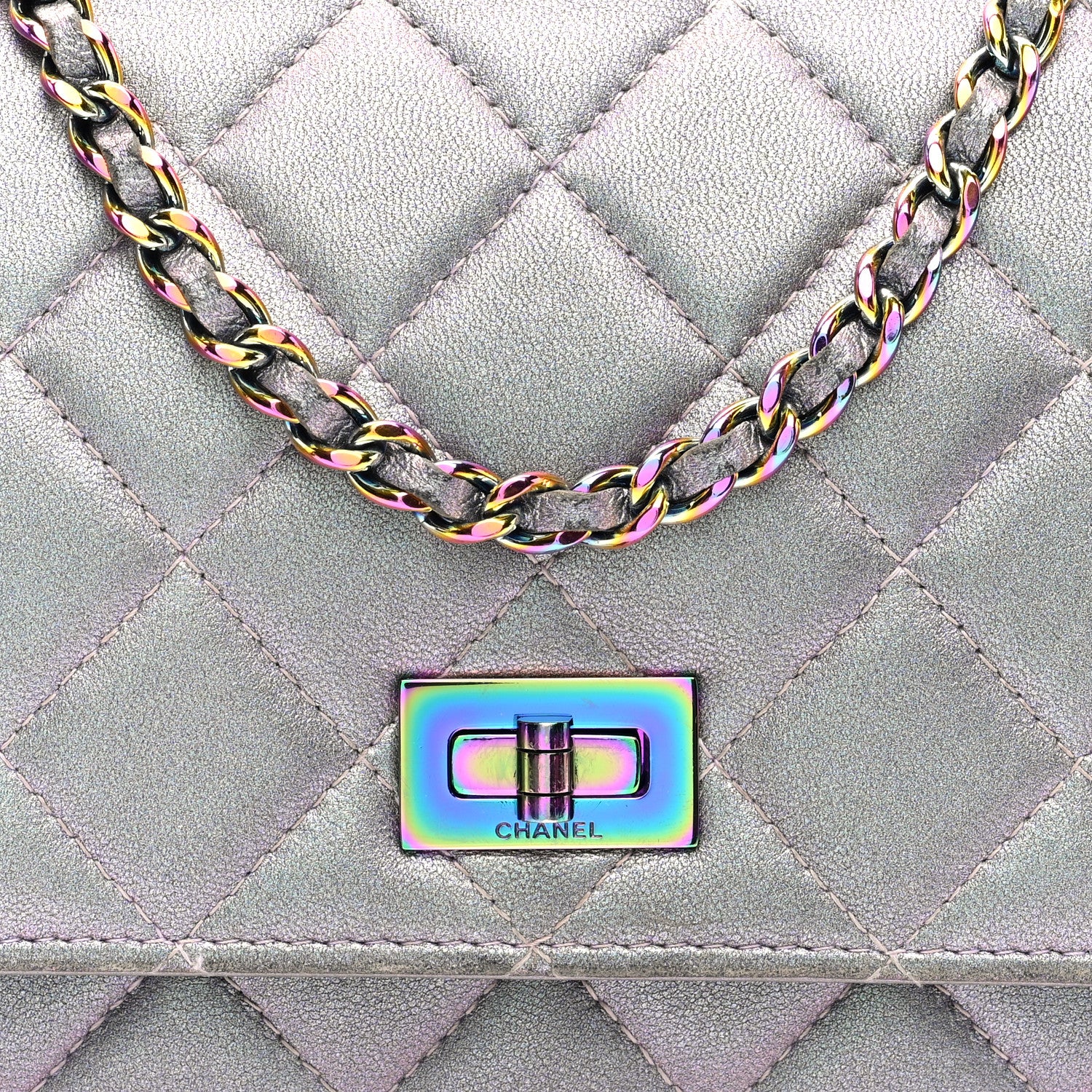 Chanel Iridescent Lambskin Quilted Reissue Wallet On Chain WOC Light Purple 8 of 10